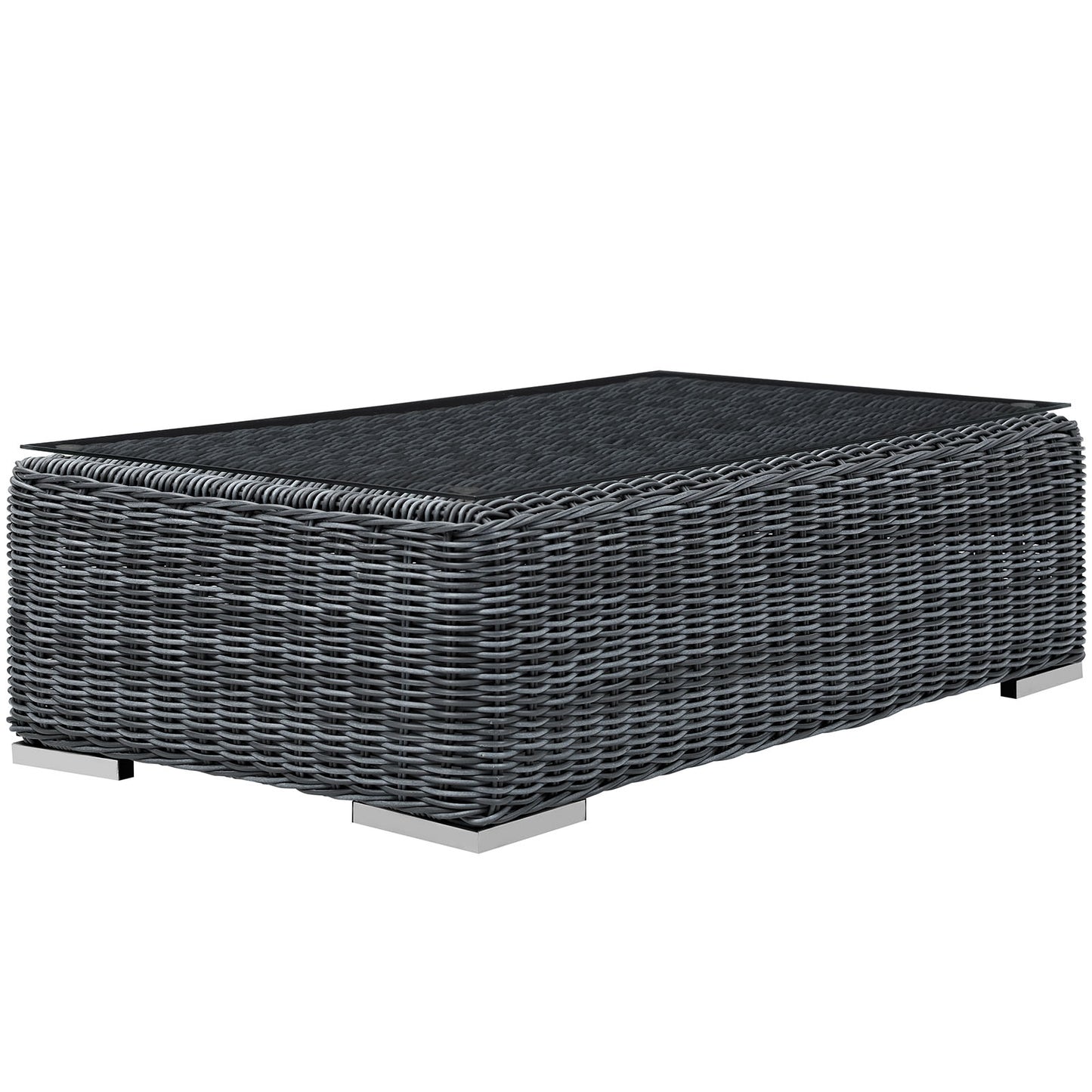 Modway Outlet Summon Outdoor Patio Glass Top Coffee Table by Modway  Outdoor Furniture Furniture Gray - EEI-1866-GRY