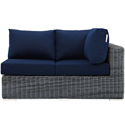 Modway Outlet Summon Outdoor Patio Sunbrella? Right Arm Loveseat by Modway  Outdoor Furniture Furniture Canvas Navy - EEI-1871-GRY-NAV