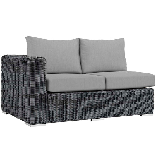 Modway Outlet Summon Outdoor Patio Sunbrella? Left Arm Loveseat by Modway  Outdoor Furniture Furniture Canvas Gray - EEI-1872-GRY-GRY