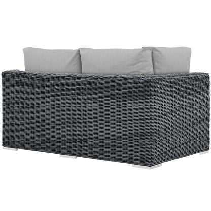 Modway Outlet Summon Outdoor Patio Sunbrella? Left Arm Loveseat by Modway  Outdoor Furniture Furniture Canvas Gray - EEI-1872-GRY-GRY