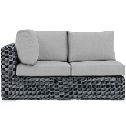Modway Outlet Summon Outdoor Patio Sunbrella? Left Arm Loveseat by Modway  Outdoor Furniture Furniture Canvas Gray - EEI-1872-GRY-GRY