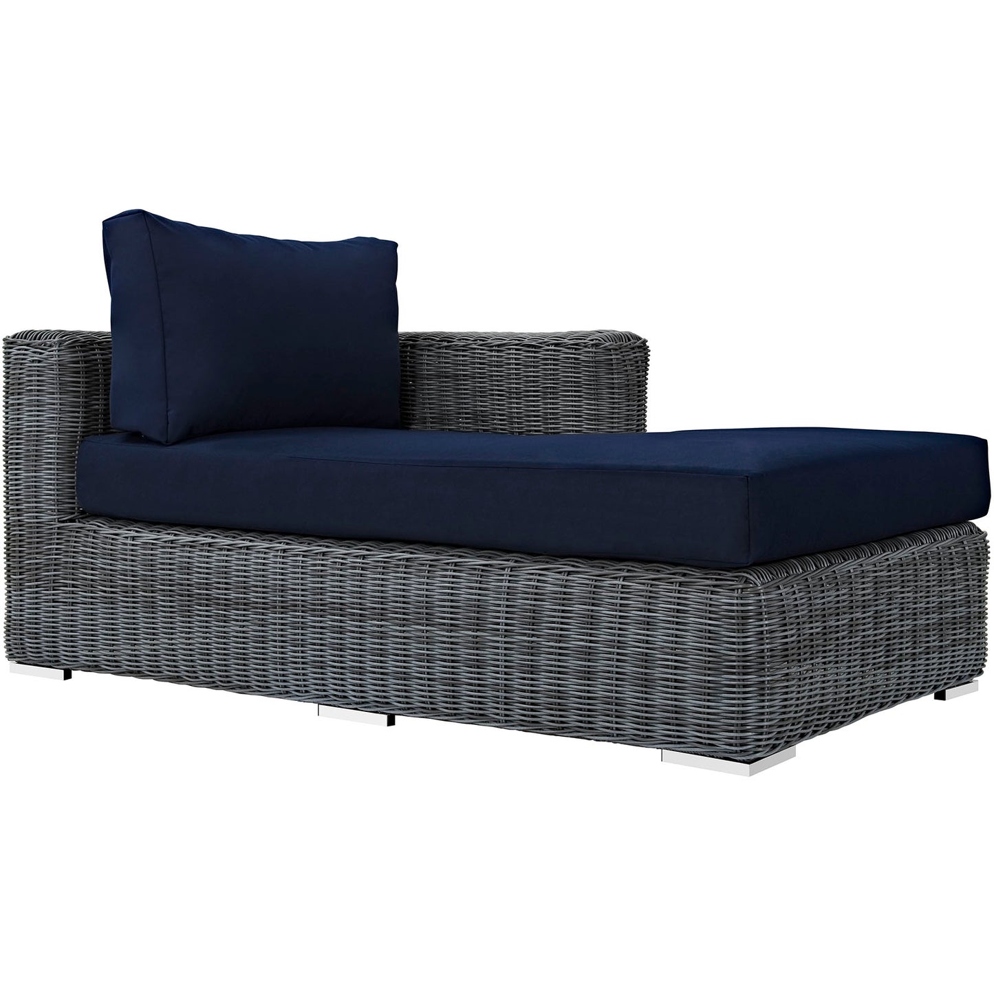Modway Outlet Summon Outdoor Patio Sunbrella? Right Arm Chaise by Modway  Outdoor Furniture Furniture Canvas Navy - EEI-1873-GRY-NAV