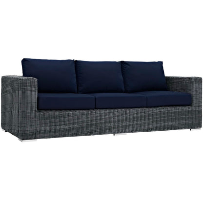 Modway - Summon Outdoor Patio Sunbrella? Sofa by Modway  Outdoor Furniture Sofa Sectionals Blue - EEI-1874-GRY-NAV