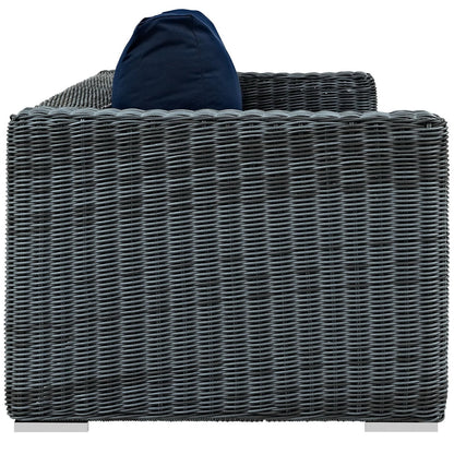 Modway - Summon Outdoor Patio Sunbrella? Sofa by Modway  Outdoor Furniture Sofa Sectionals Blue - EEI-1874-GRY-NAV