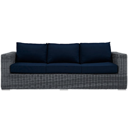 Modway - Summon Outdoor Patio Sunbrella? Sofa by Modway  Outdoor Furniture Sofa Sectionals Blue - EEI-1874-GRY-NAV