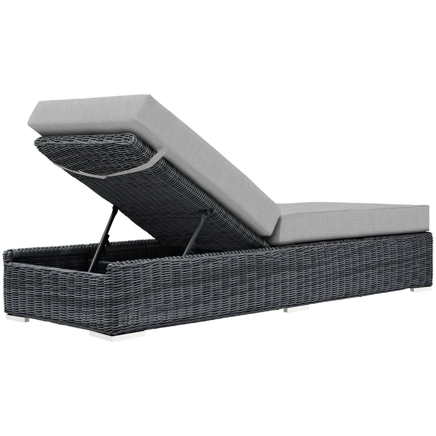 Modway - Summon Outdoor Patio Sunbrella? Chaise Lounge by Modway  Outdoor Furniture Sofa Sectionals Gray - EEI-1876-GRY-GRY
