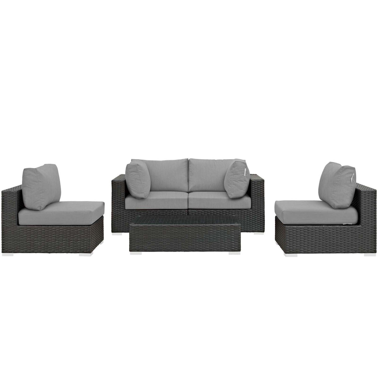 Modway Outlet Sojourn 5 Piece Outdoor Patio Sunbrella? Sectional Set by Modway  Outdoor Furniture Furniture Canvas Gray - EEI-1882-CHC-GRY-SET