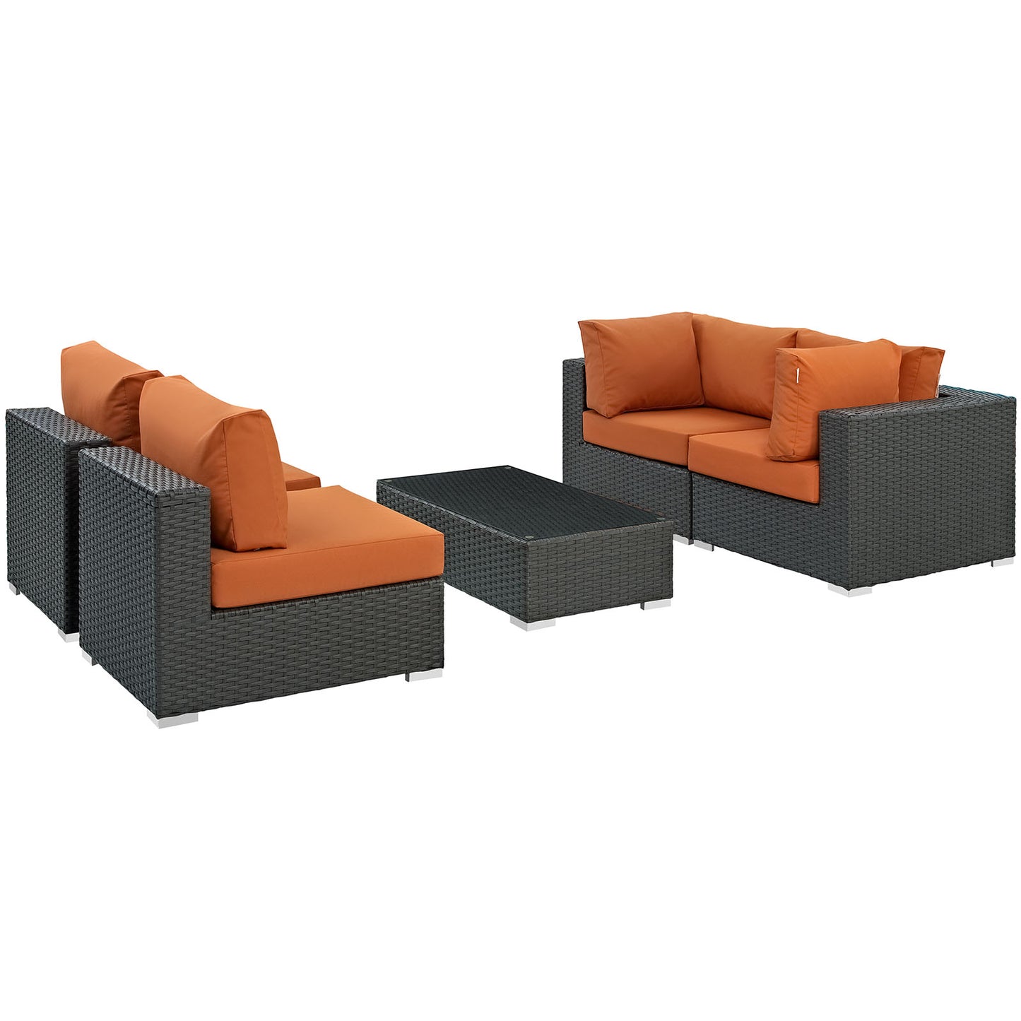 Modway Outlet Sojourn 5 Piece Outdoor Patio Sunbrella? Sectional Set by Modway  Outdoor Furniture Furniture Canvas Tuscan - EEI-1882-CHC-TUS-SET