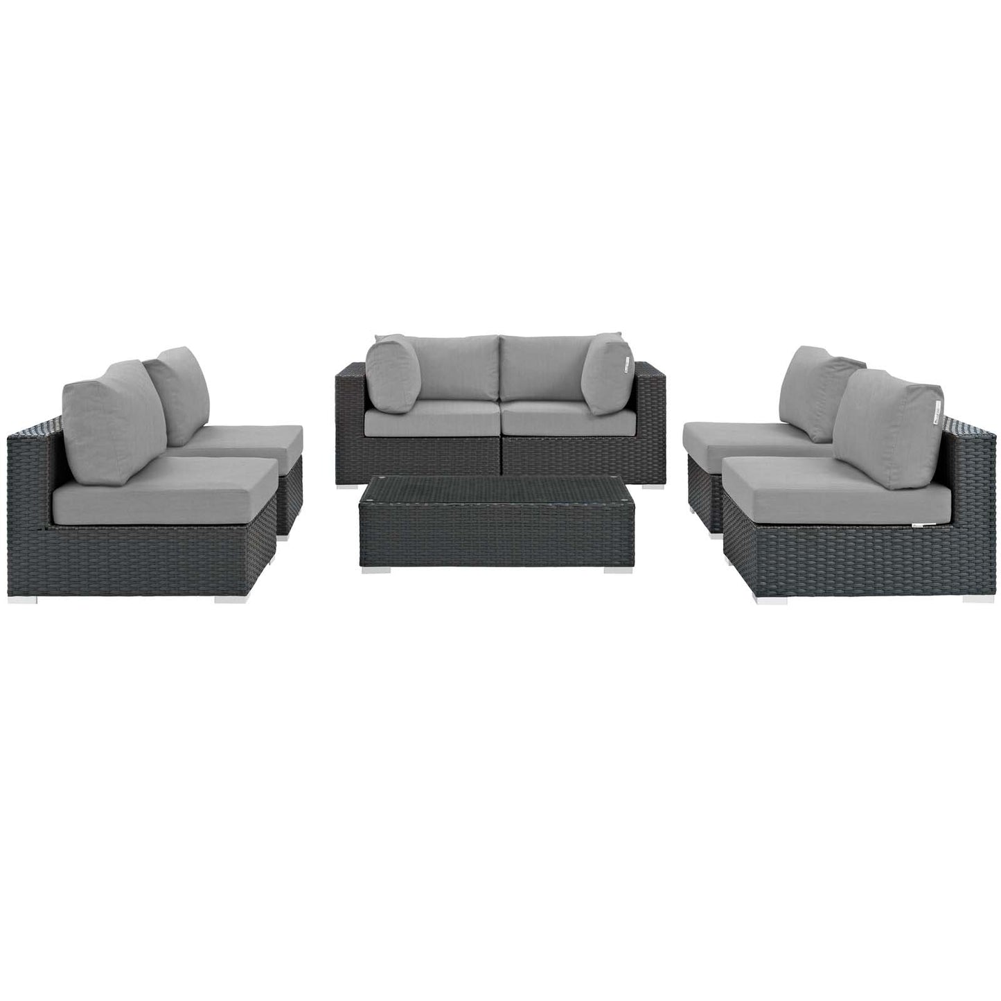 Modway Outlet Sojourn 7 Piece Outdoor Patio Sunbrella? Sectional Set by Modway  Outdoor Furniture Furniture Canvas Gray - EEI-1883-CHC-GRY-SET