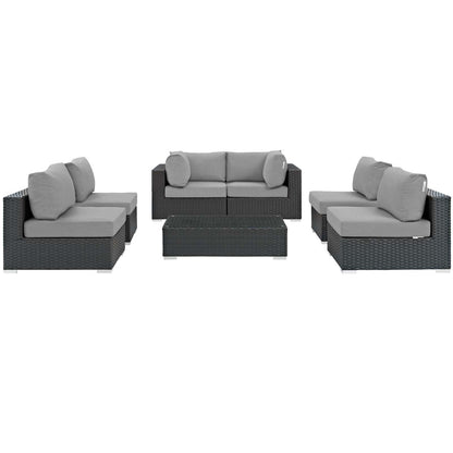 Modway Outlet Sojourn 7 Piece Outdoor Patio Sunbrella? Sectional Set by Modway  Outdoor Furniture Furniture Canvas Gray - EEI-1883-CHC-GRY-SET