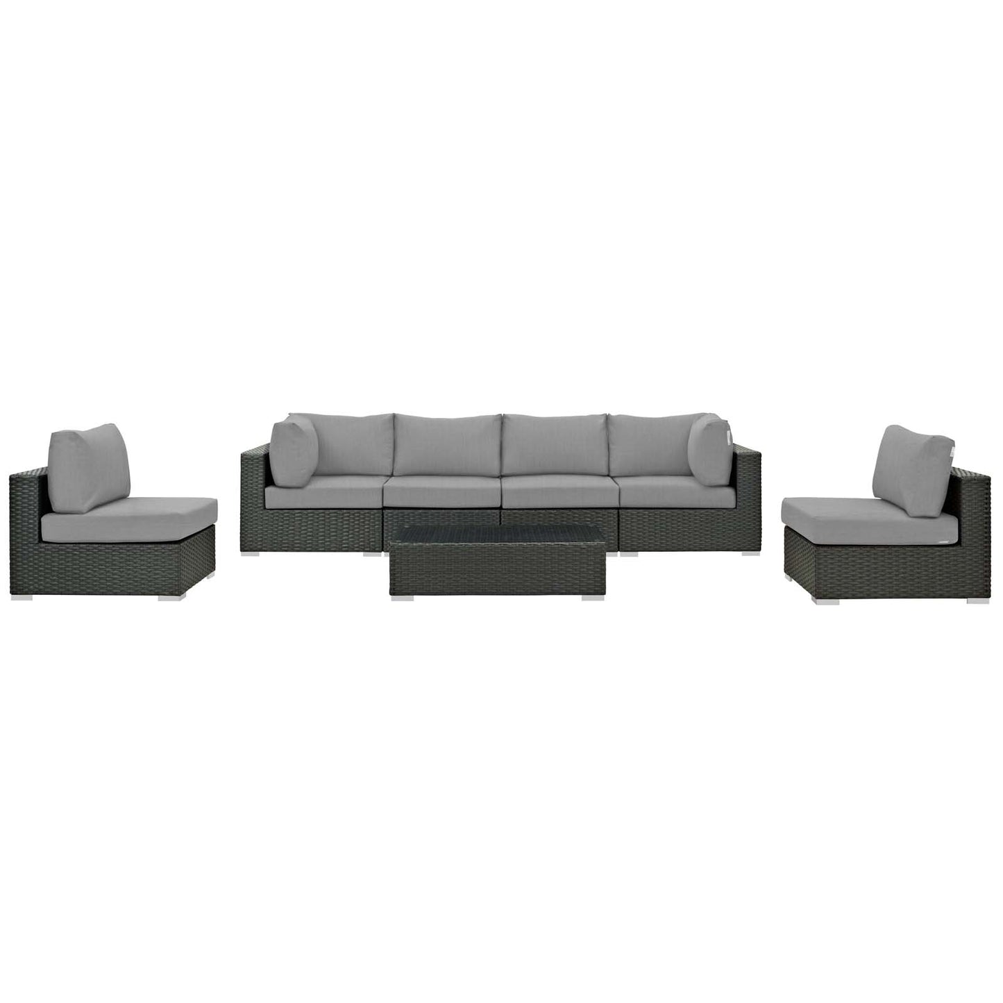 Modway Outlet Sojourn 7 Piece Outdoor Patio Sunbrella? Sectional Set by Modway  Outdoor Furniture Furniture Canvas Gray - EEI-1883-CHC-GRY-SET