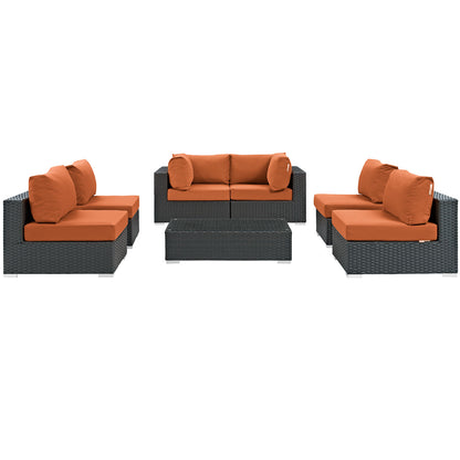 Modway Outlet Sojourn 7 Piece Outdoor Patio Sunbrella? Sectional Set by Modway  Outdoor Furniture Furniture Canvas Tuscan - EEI-1883-CHC-TUS-SET