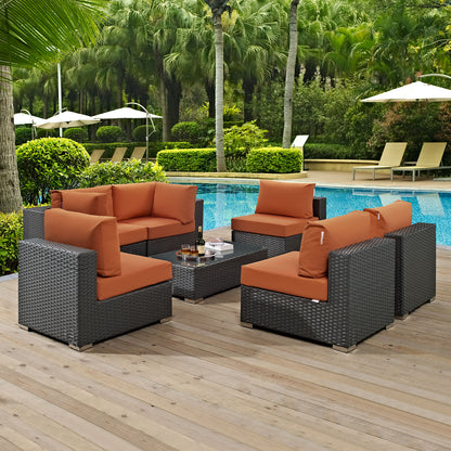 Modway Outlet Sojourn 7 Piece Outdoor Patio Sunbrella? Sectional Set by Modway  Outdoor Furniture Furniture Canvas Tuscan - EEI-1883-CHC-TUS-SET
