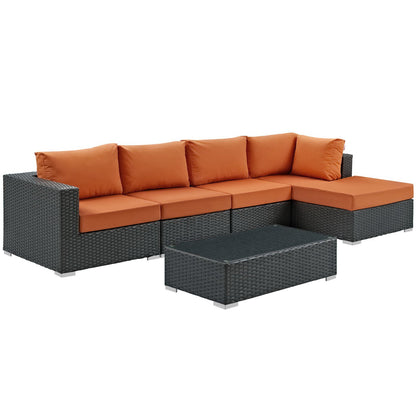Modway Outlet Sojourn 5 Piece Outdoor Patio Sunbrella? Sectional Set by Modway  Outdoor Furniture Furniture Canvas Tuscan - EEI-1886-CHC-TUS-SET
