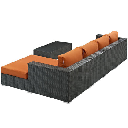 Modway Outlet Sojourn 5 Piece Outdoor Patio Sunbrella? Sectional Set by Modway  Outdoor Furniture Furniture Canvas Tuscan - EEI-1886-CHC-TUS-SET