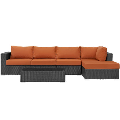 Modway Outlet Sojourn 5 Piece Outdoor Patio Sunbrella? Sectional Set by Modway  Outdoor Furniture Furniture Canvas Tuscan - EEI-1886-CHC-TUS-SET