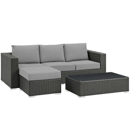 Modway Outlet Sojourn 3 Piece Outdoor Patio Sunbrella? Sectional Set by Modway  Outdoor Furniture Furniture Canvas Gray - EEI-1889-CHC-GRY-SET