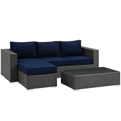Modway - Sojourn 3 Piece Outdoor Patio Sunbrella? Sectional Set by Modway  Outdoor Furniture Sofa Sectionals Blue - EEI-1889-CHC-NAV-SET