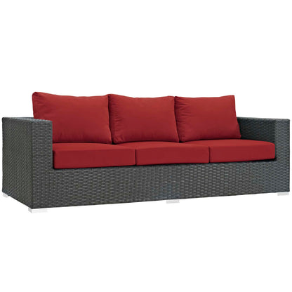 Modway Outlet Sojourn 3 Piece Outdoor Patio Sunbrella? Sectional Set by Modway  Outdoor Furniture Furniture Canvas Red - EEI-1889-CHC-RED-SET