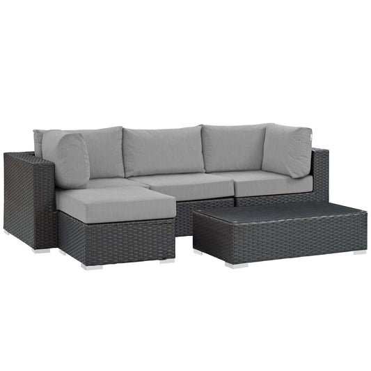 Modway Outlet Sojourn 5 Piece Outdoor Patio Sunbrella? Sectional Set by Modway  Outdoor Furniture Furniture Canvas Gray - EEI-1890-CHC-GRY-SET