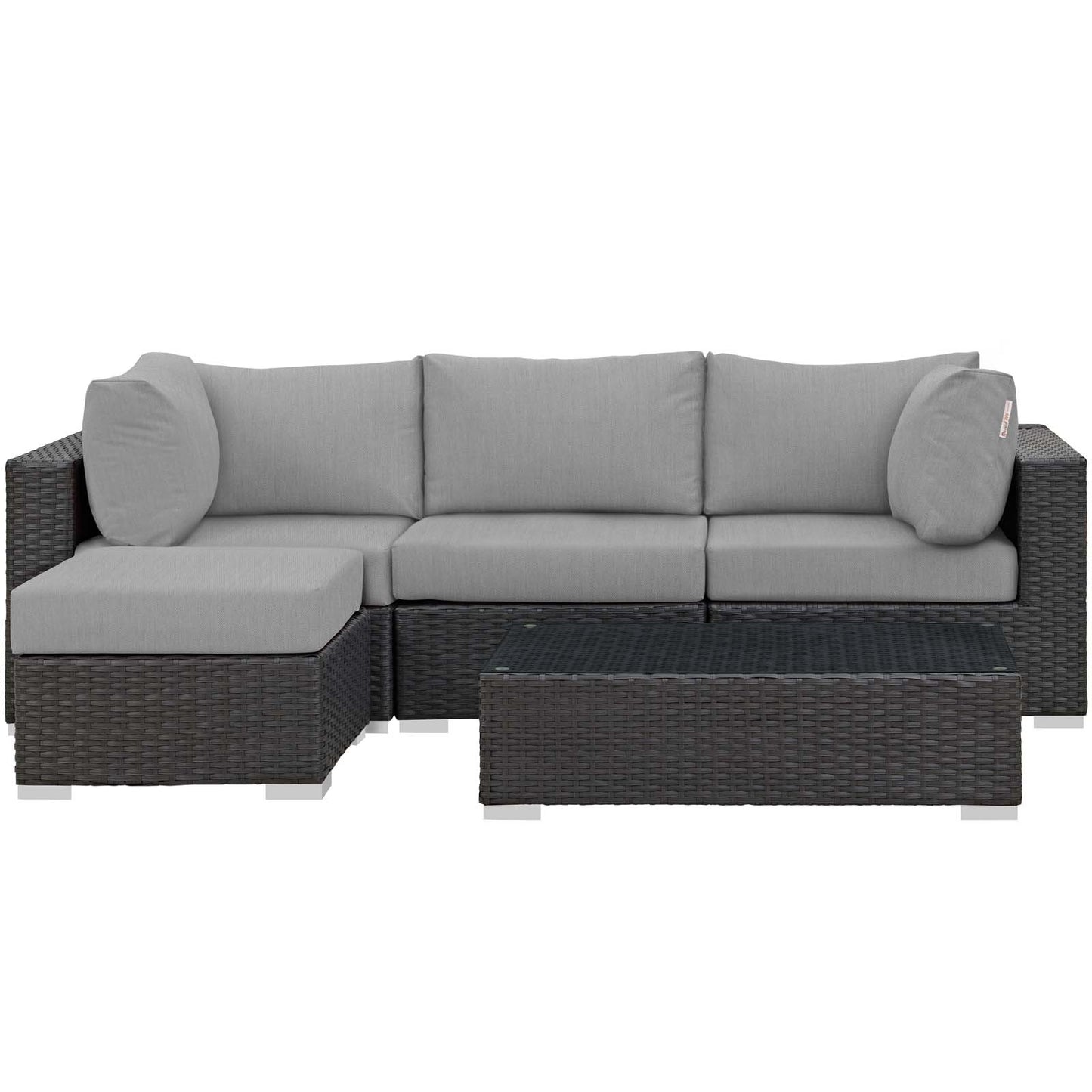 Modway Outlet Sojourn 5 Piece Outdoor Patio Sunbrella? Sectional Set by Modway  Outdoor Furniture Furniture Canvas Gray - EEI-1890-CHC-GRY-SET