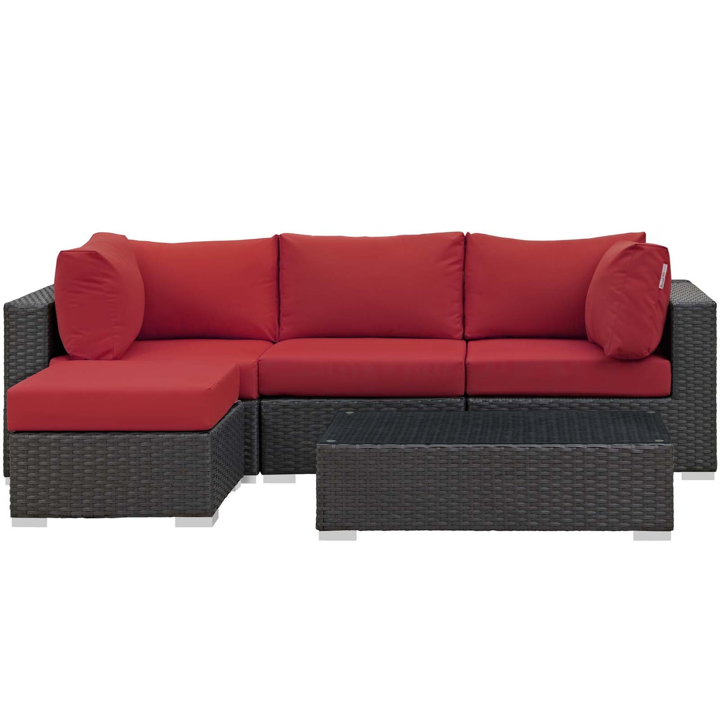 Modway Outlet Sojourn 5 Piece Outdoor Patio Sunbrella? Sectional Set by Modway  Outdoor Furniture Furniture Canvas Red - EEI-1890-CHC-RED-SET