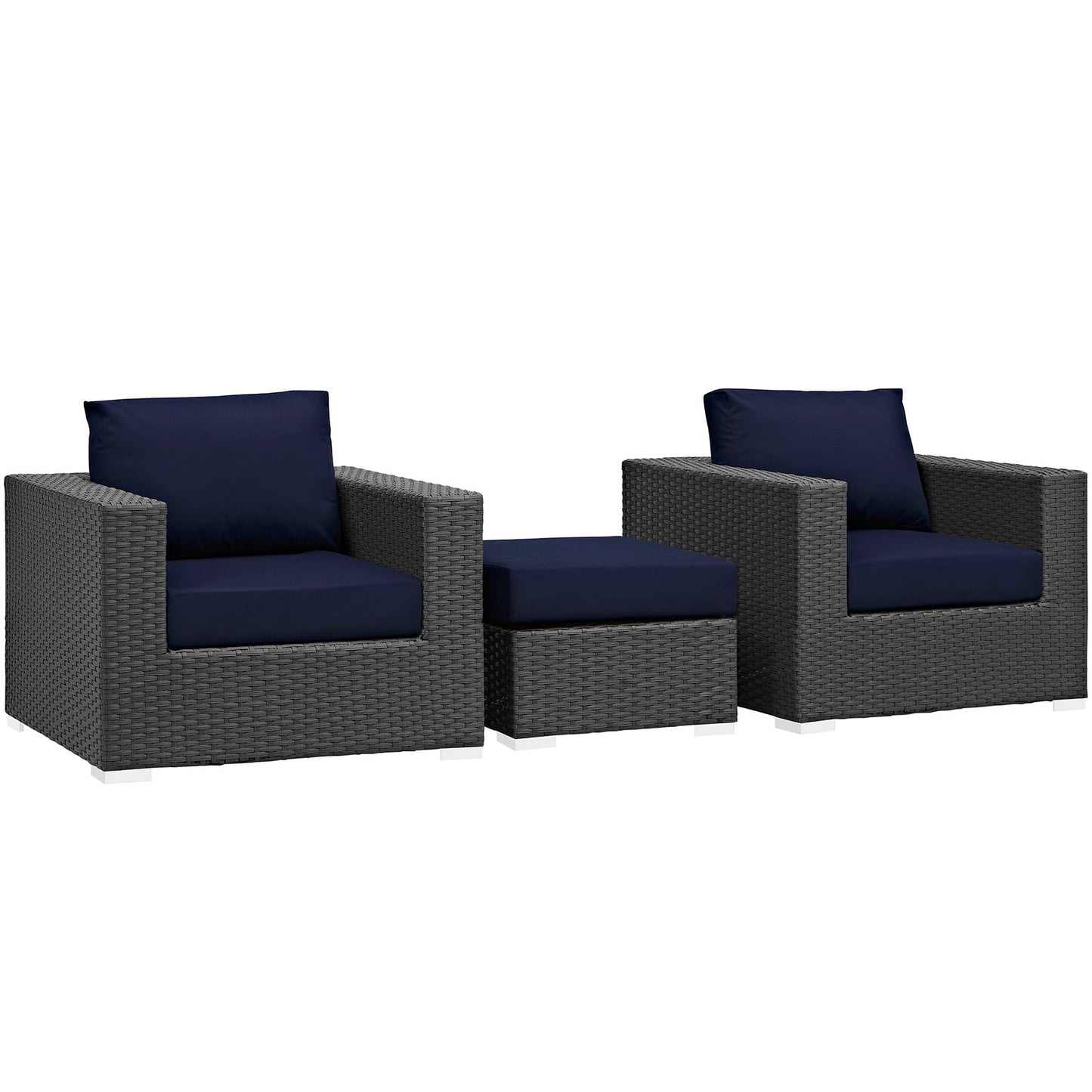 Modway - Sojourn 3 Piece Outdoor Patio Sunbrella? Sectional Set by Modway  Outdoor Furniture Sofa Sectionals Blue - EEI-1891-CHC-NAV-SET