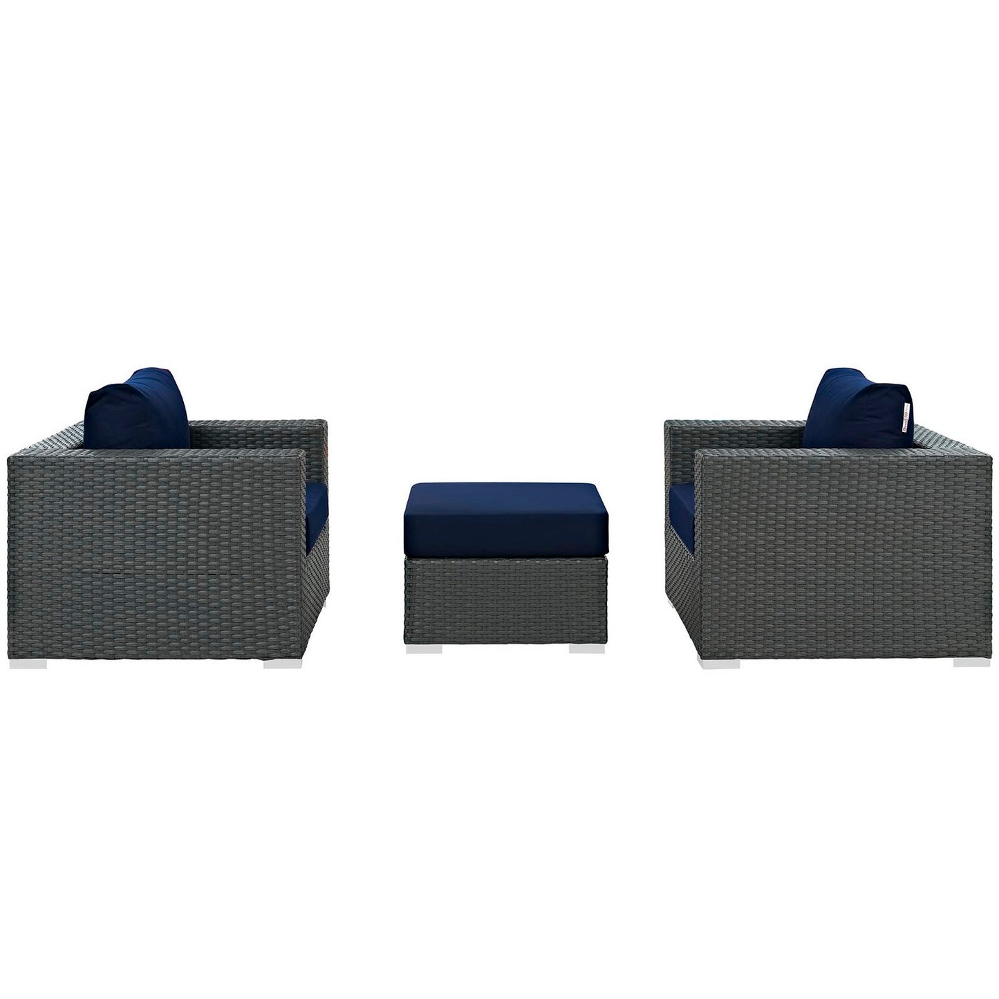 Modway - Sojourn 3 Piece Outdoor Patio Sunbrella? Sectional Set by Modway  Outdoor Furniture Sofa Sectionals Blue - EEI-1891-CHC-NAV-SET