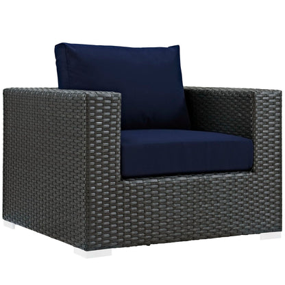 Modway - Sojourn 3 Piece Outdoor Patio Sunbrella? Sectional Set by Modway  Outdoor Furniture Sofa Sectionals Blue - EEI-1891-CHC-NAV-SET