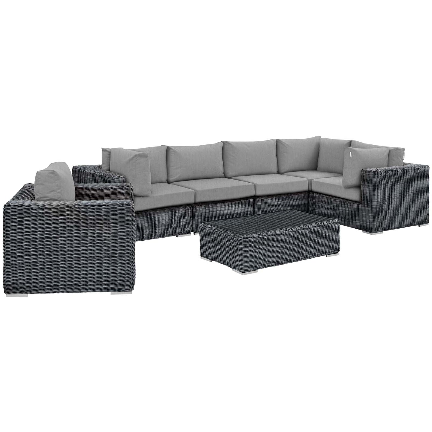 Modway Outlet Summon 7 Piece Outdoor Patio Sunbrella? Sectional Set by Modway  Outdoor Furniture Furniture Canvas Gray - EEI-1892-GRY-GRY-SET