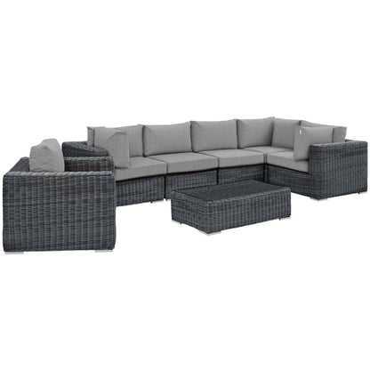 Modway Outlet Summon 7 Piece Outdoor Patio Sunbrella? Sectional Set by Modway  Outdoor Furniture Furniture Canvas Gray - EEI-1892-GRY-GRY-SET