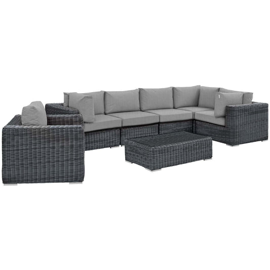Modway Outlet Summon 7 Piece Outdoor Patio Sunbrella? Sectional Set by Modway  Outdoor Furniture Furniture Canvas Gray - EEI-1892-GRY-GRY-SET
