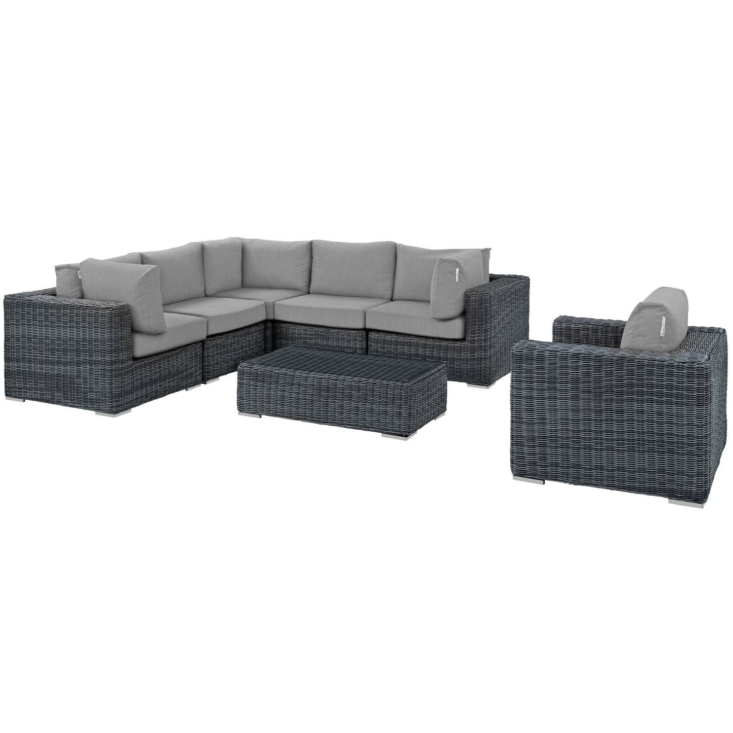 Modway Outlet Summon 7 Piece Outdoor Patio Sunbrella? Sectional Set by Modway  Outdoor Furniture Furniture Canvas Gray - EEI-1892-GRY-GRY-SET