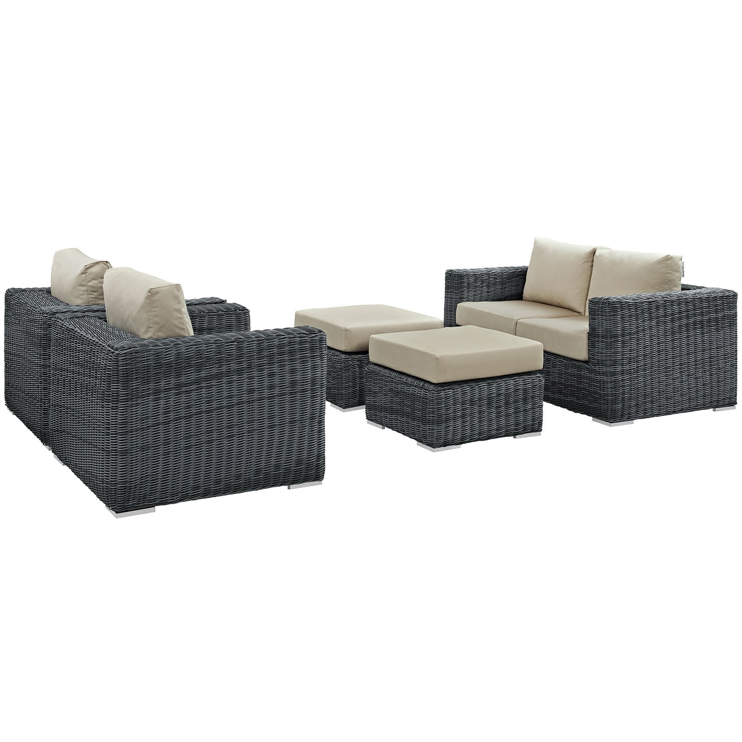 Modway Outlet Summon 5 Piece Outdoor Patio Sunbrella? Sectional Set by Modway  Outdoor Furniture Furniture Canvas Antique Beige - EEI-1893-GRY-BEI-SET