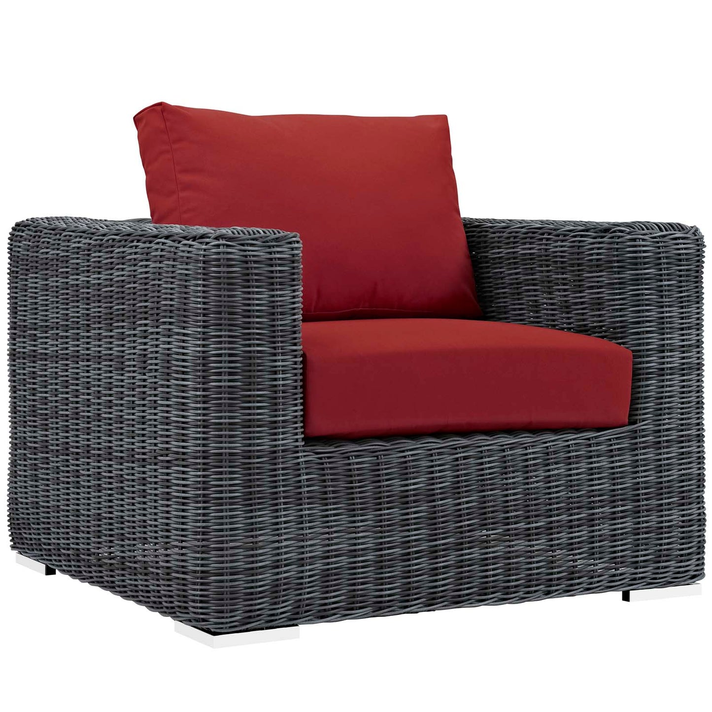 Modway Outlet Summon 5 Piece Outdoor Patio Sunbrella? Sectional Set by Modway  Outdoor Furniture Furniture Canvas Red - EEI-1893-GRY-RED-SET
