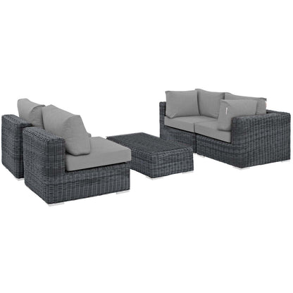 Modway Outlet Summon 5 Piece Outdoor Patio Sunbrella? Sectional Set by Modway  Outdoor Furniture Furniture Canvas Gray - EEI-1896-GRY-GRY-SET