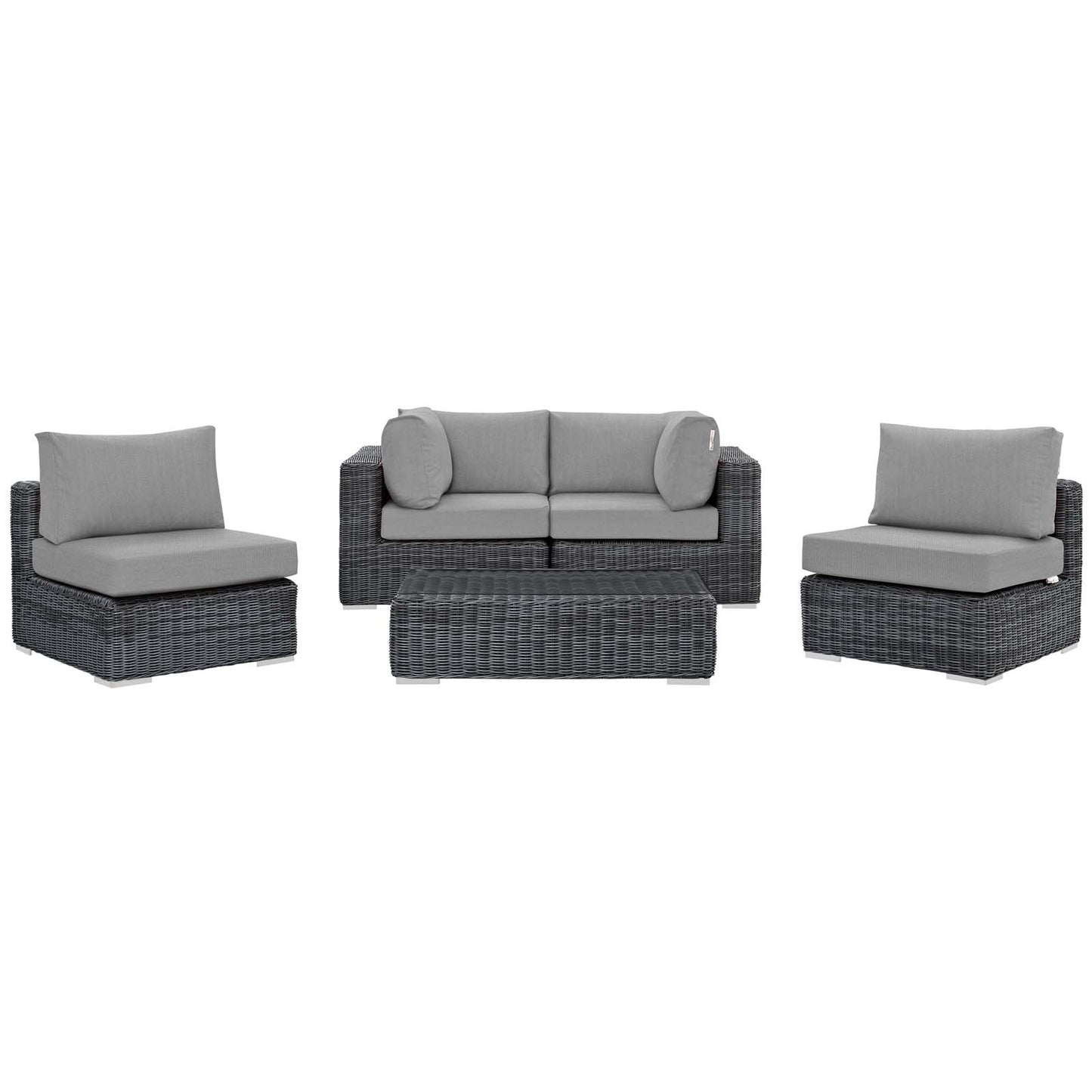 Modway Outlet Summon 5 Piece Outdoor Patio Sunbrella? Sectional Set by Modway  Outdoor Furniture Furniture Canvas Gray - EEI-1896-GRY-GRY-SET