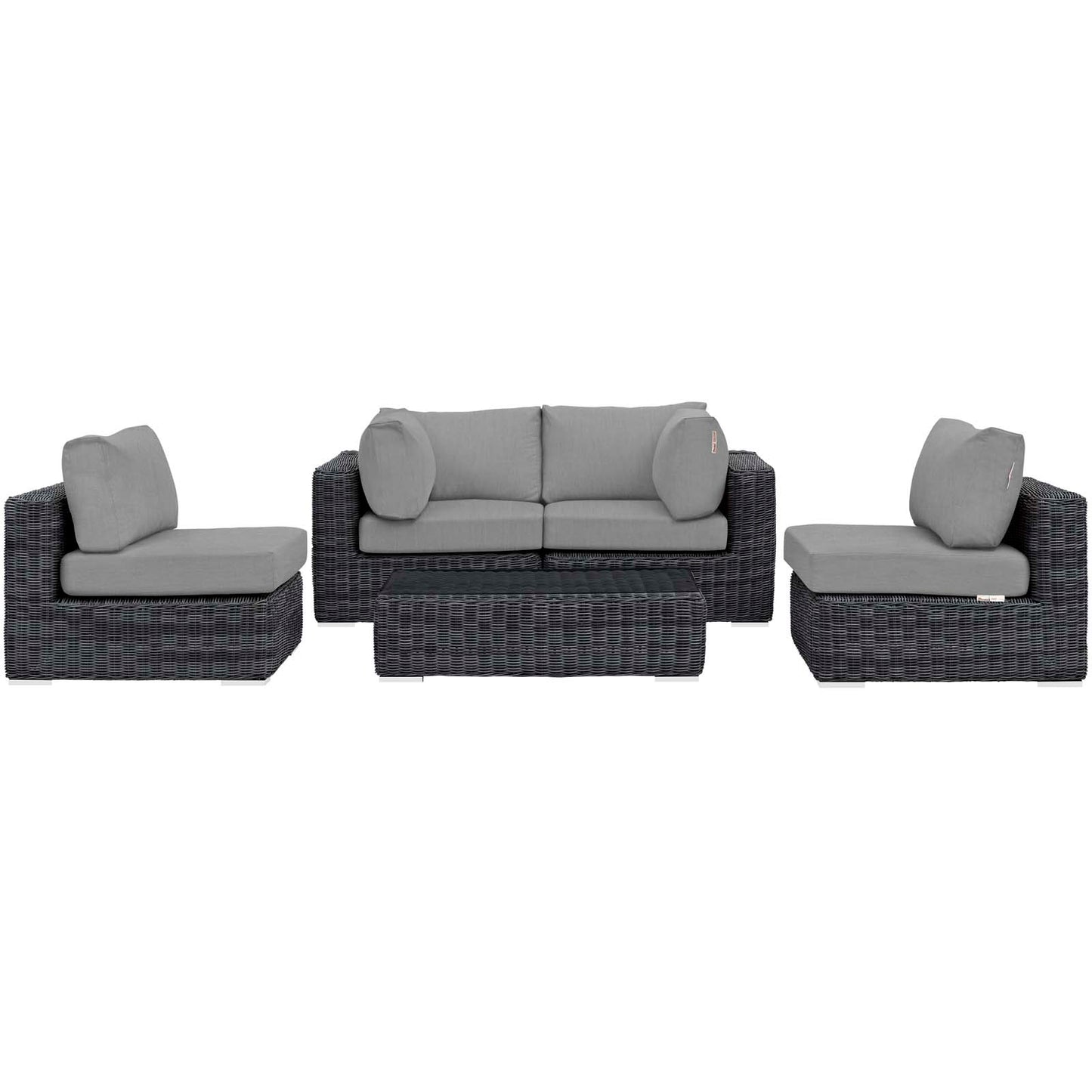Modway Outlet Summon 5 Piece Outdoor Patio Sunbrella? Sectional Set by Modway  Outdoor Furniture Furniture Canvas Gray - EEI-1896-GRY-GRY-SET