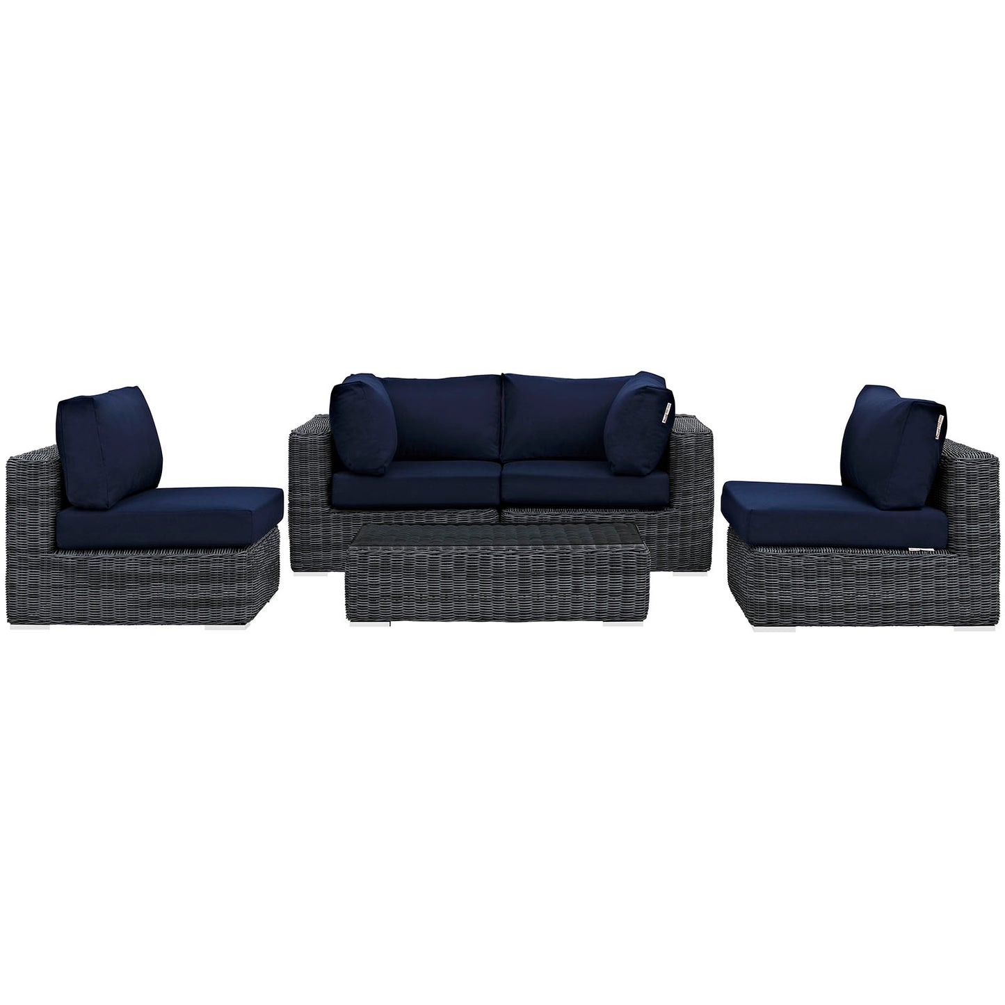 Modway Outlet Summon 5 Piece Outdoor Patio Sunbrella? Sectional Set by Modway  Outdoor Furniture Furniture Canvas Navy - EEI-1896-GRY-NAV-SET