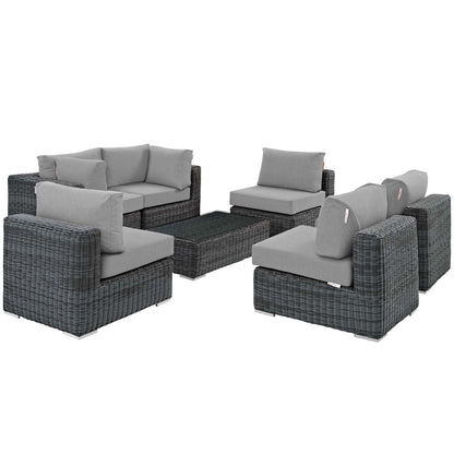 Modway Outlet Summon 7 Piece Outdoor Patio Sunbrella? Sectional Set by Modway  Outdoor Furniture Furniture Canvas Gray - EEI-1897-GRY-GRY-SET