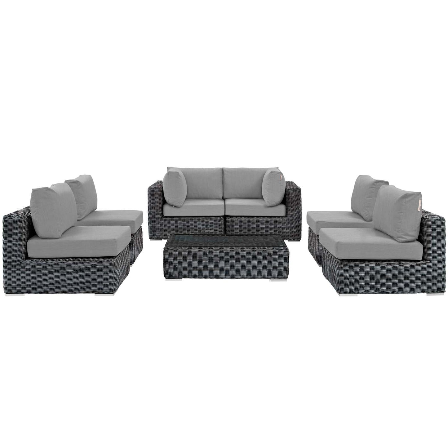 Modway Outlet Summon 7 Piece Outdoor Patio Sunbrella? Sectional Set by Modway  Outdoor Furniture Furniture Canvas Gray - EEI-1897-GRY-GRY-SET