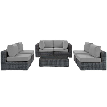 Modway Outlet Summon 7 Piece Outdoor Patio Sunbrella? Sectional Set by Modway  Outdoor Furniture Furniture Canvas Gray - EEI-1897-GRY-GRY-SET