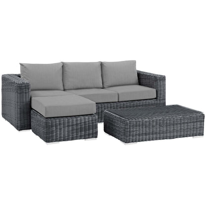 Modway Outlet Summon 3 Piece Outdoor Patio Sunbrella? Sectional Set by Modway  Outdoor Furniture Furniture Canvas Gray - EEI-1903-GRY-GRY-SET