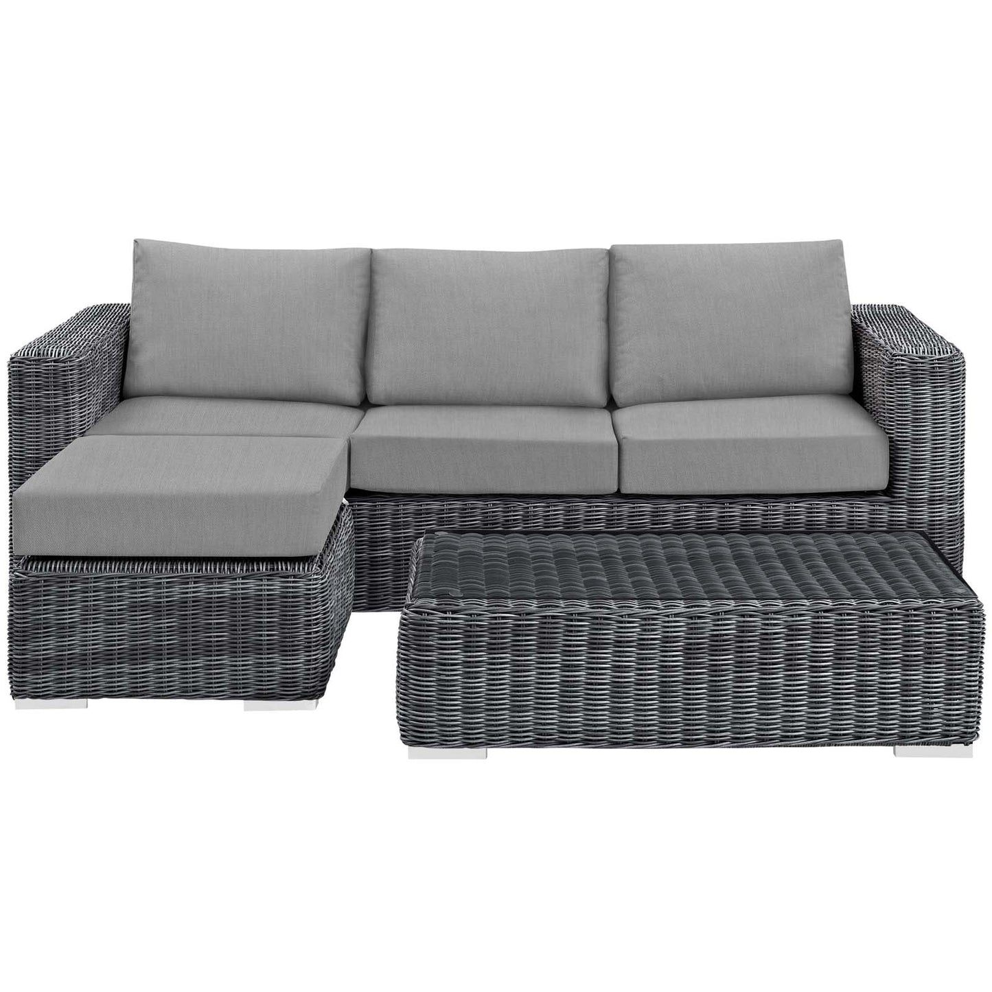 Modway Outlet Summon 3 Piece Outdoor Patio Sunbrella? Sectional Set by Modway  Outdoor Furniture Furniture Canvas Gray - EEI-1903-GRY-GRY-SET