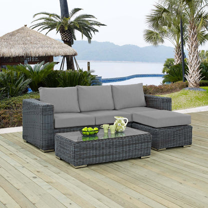 Modway Outlet Summon 3 Piece Outdoor Patio Sunbrella? Sectional Set by Modway  Outdoor Furniture Furniture Canvas Gray - EEI-1903-GRY-GRY-SET