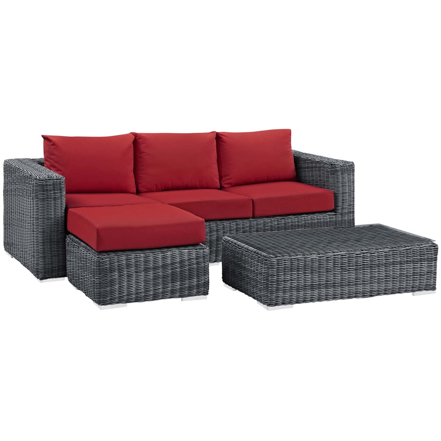 Modway Outlet Summon 3 Piece Outdoor Patio Sunbrella? Sectional Set by Modway  Outdoor Furniture Furniture Canvas Red - EEI-1903-GRY-RED-SET