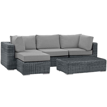 Modway Outlet Summon 5 Piece Outdoor Patio Sunbrella? Sectional Set by Modway  Outdoor Furniture Furniture Canvas Gray - EEI-1904-GRY-GRY-SET
