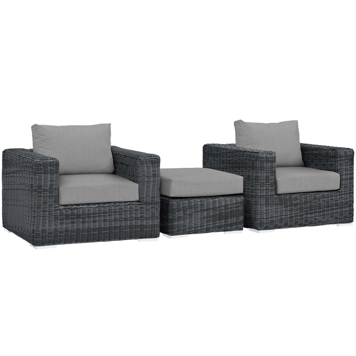 Modway Outlet Summon 3 Piece Outdoor Patio Sunbrella? Sectional Set by Modway  Outdoor Furniture Furniture Canvas Gray - EEI-1905-GRY-GRY-SET