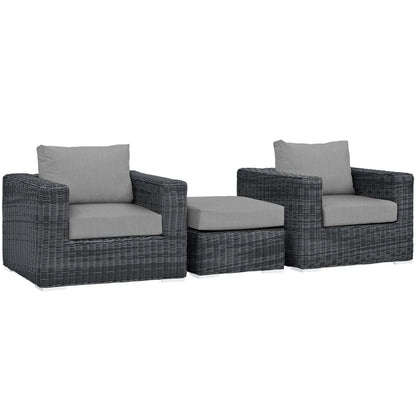 Modway Outlet Summon 3 Piece Outdoor Patio Sunbrella? Sectional Set by Modway  Outdoor Furniture Furniture Canvas Gray - EEI-1905-GRY-GRY-SET