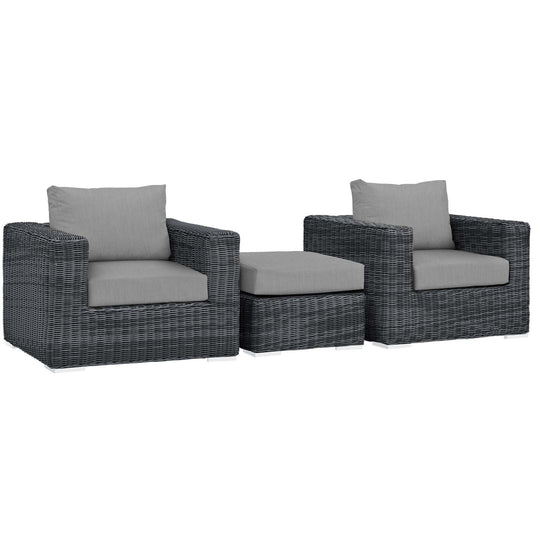 Modway Outlet Summon 3 Piece Outdoor Patio Sunbrella? Sectional Set by Modway  Outdoor Furniture Furniture Canvas Gray - EEI-1905-GRY-GRY-SET